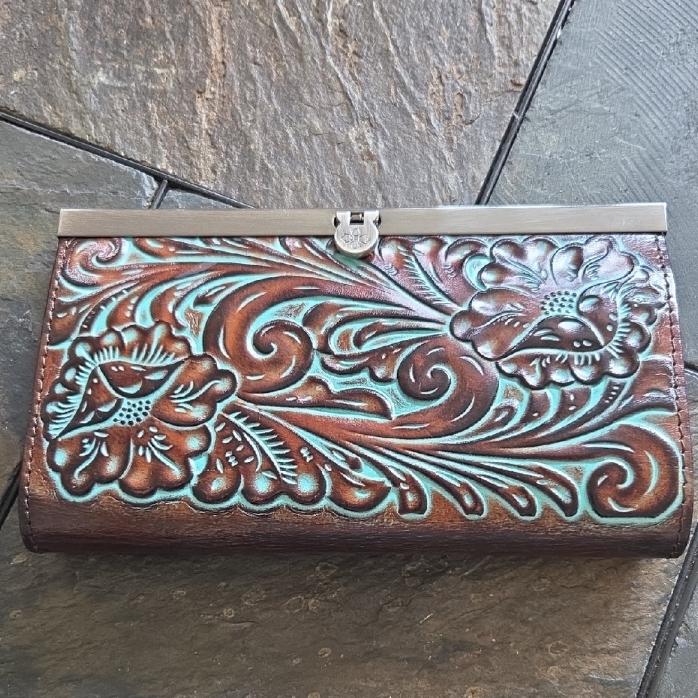 Patricia Nash Tuegoise Brown Leather Wallet